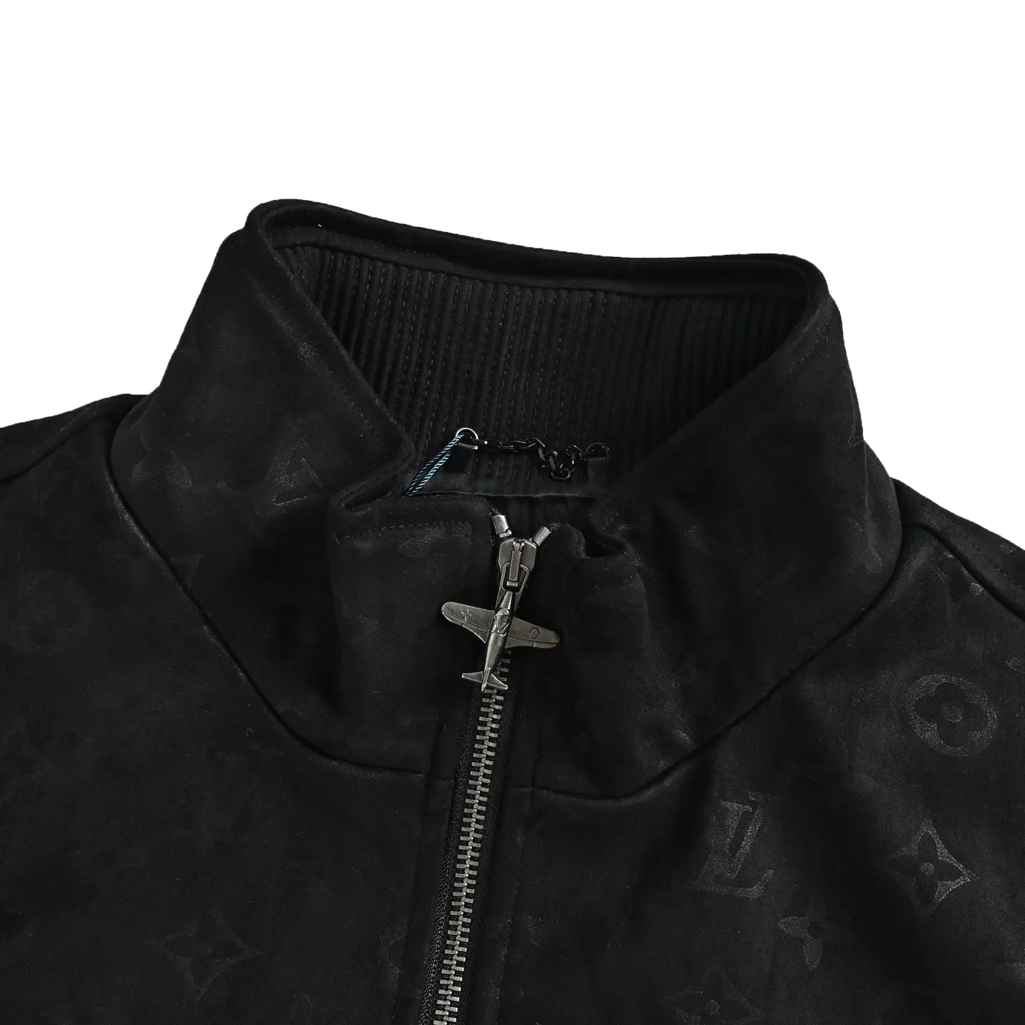 Louis Vuitton/Louis Vuitton aircraft button all-over printed embossed suede stand-collar jacket